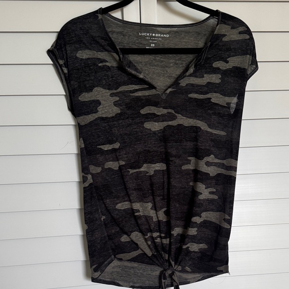 Lucky Brand Tops - Lucky Brand Women's Black and Gray Camouflage Tee